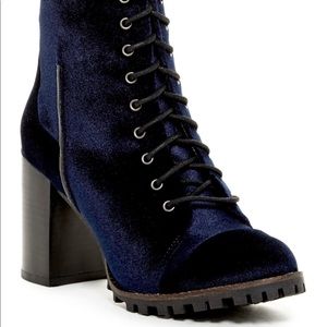 Velvet Navy Lace-Up Boot